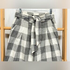 GLASSONS Black and white Glen Check plaid wide leg crop pants size 6